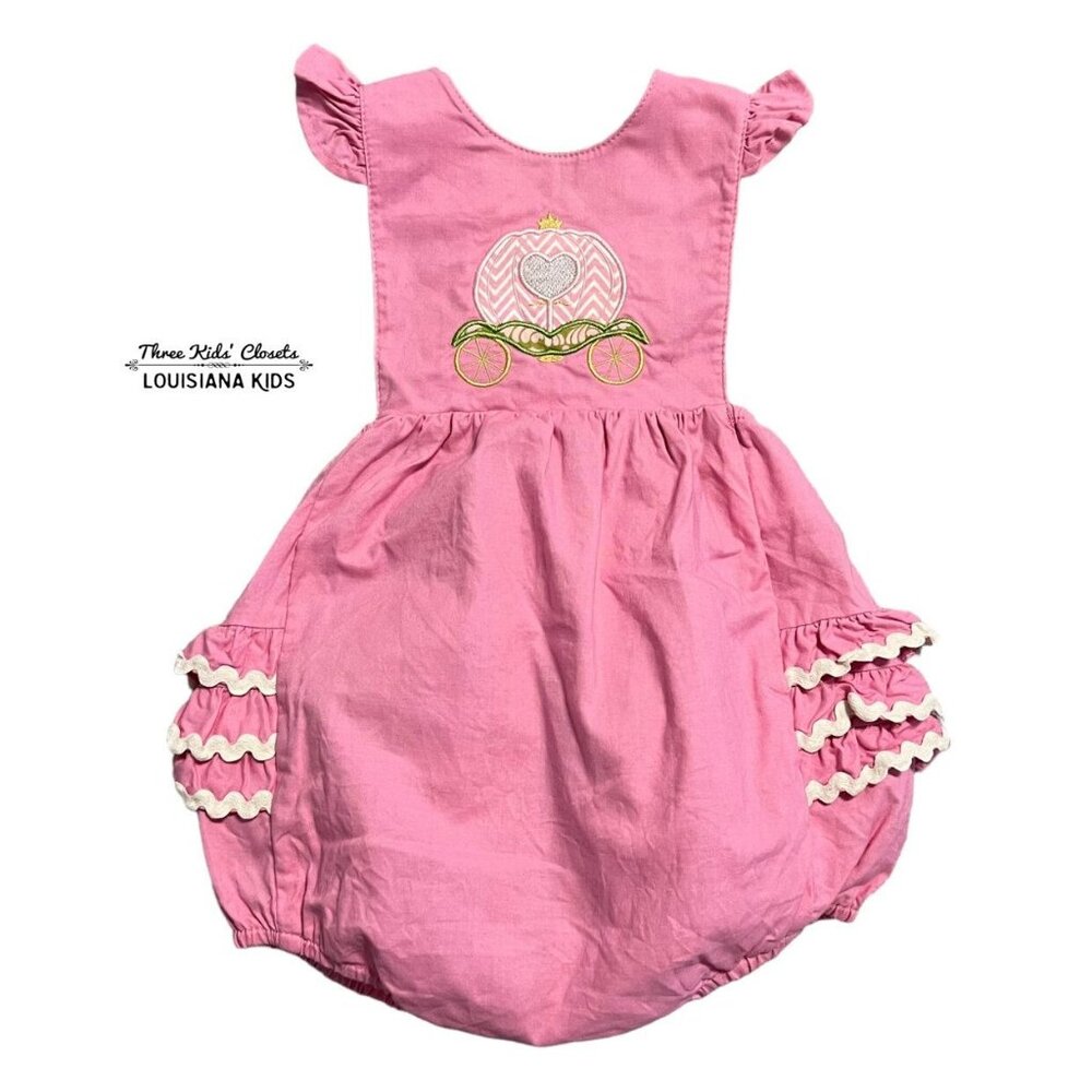 Southern Sunshine Kids 24m Royal Coach Appliqué Bubble Romper